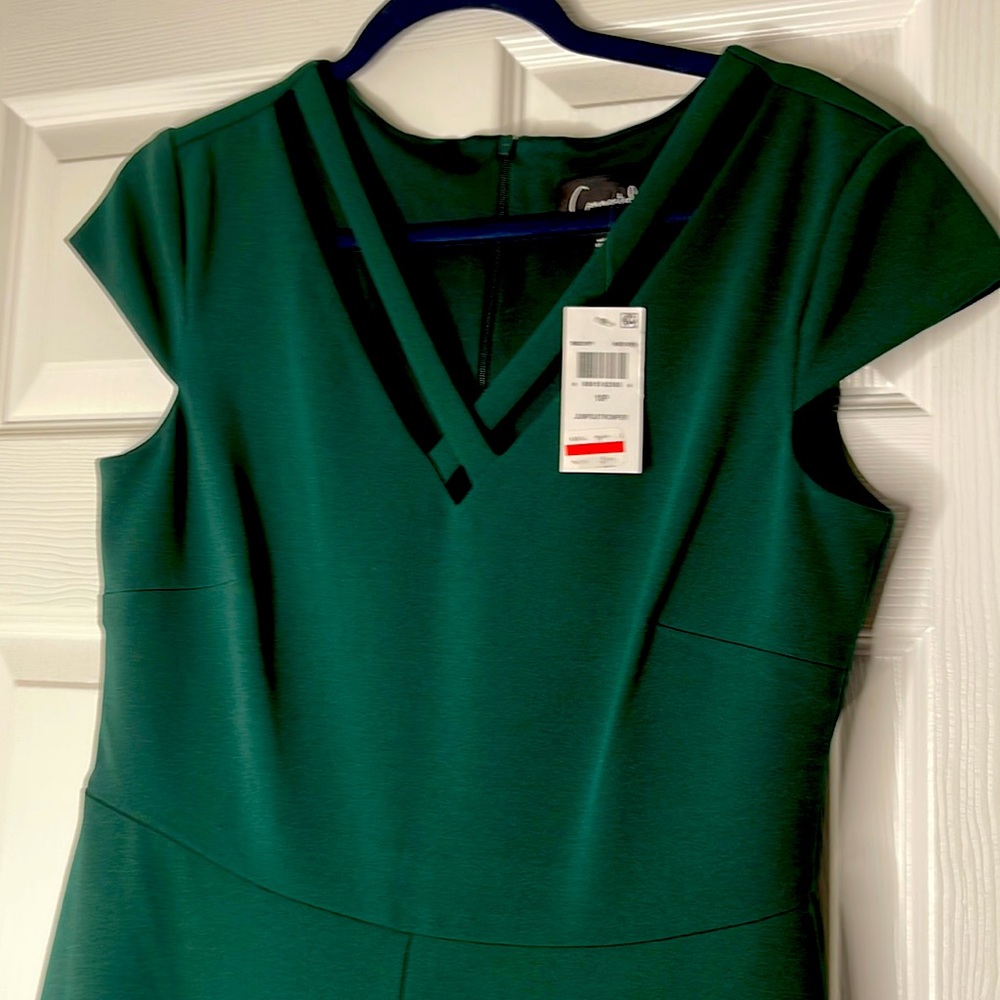 BRAND new pant one piece suit. Deep green. Stretchy.